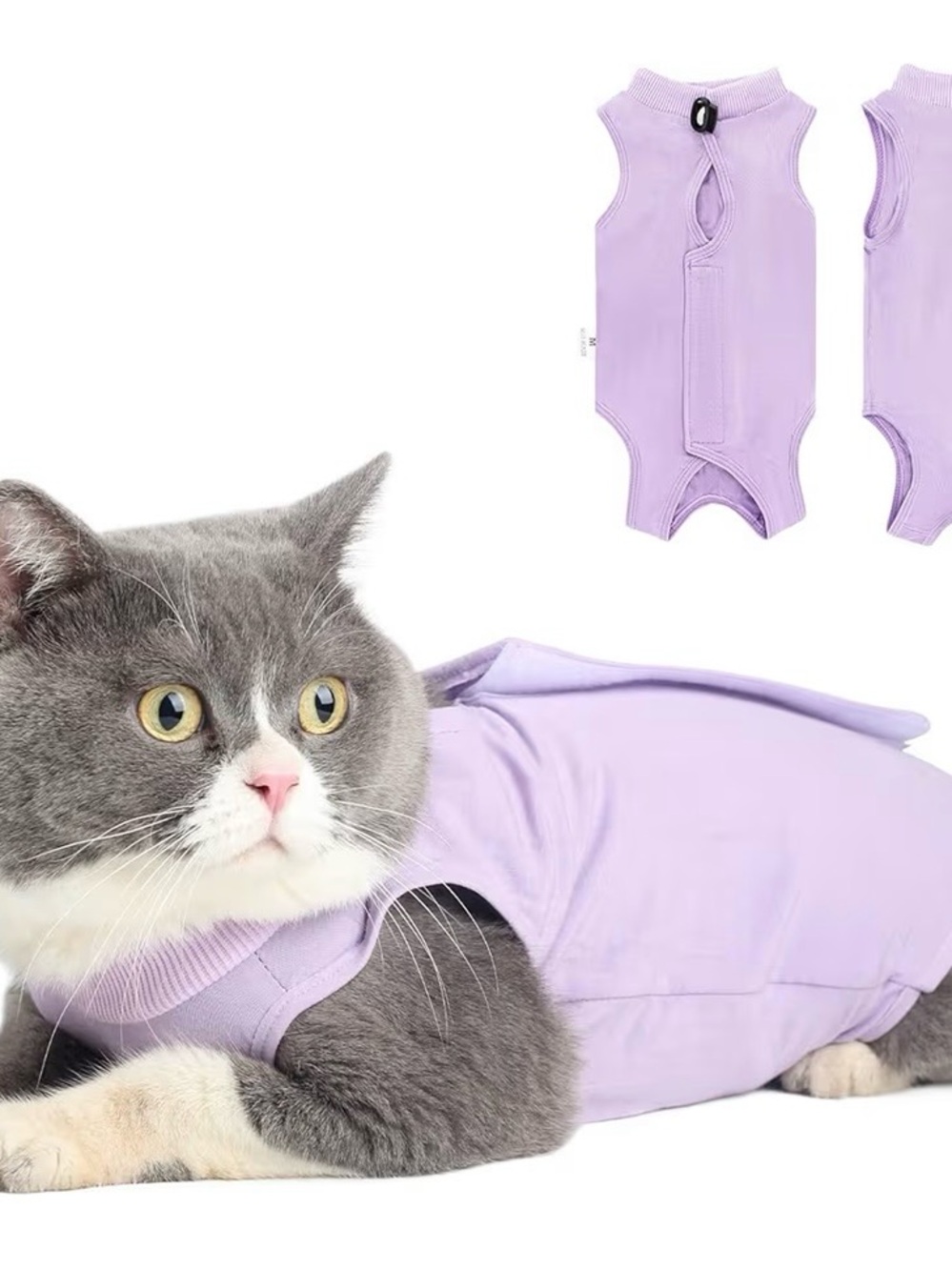 Comfort Fit Lilac Cat Recovery Shirt – Soothing Post-Surgery Apparel